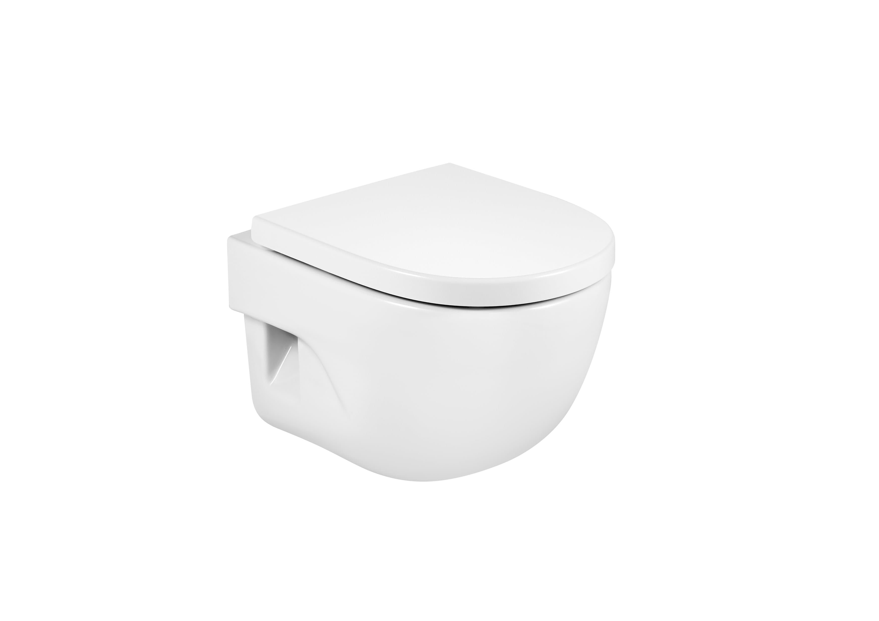 Compact vitreous china wall-hung WC with horizontal outlet Roca A346248000