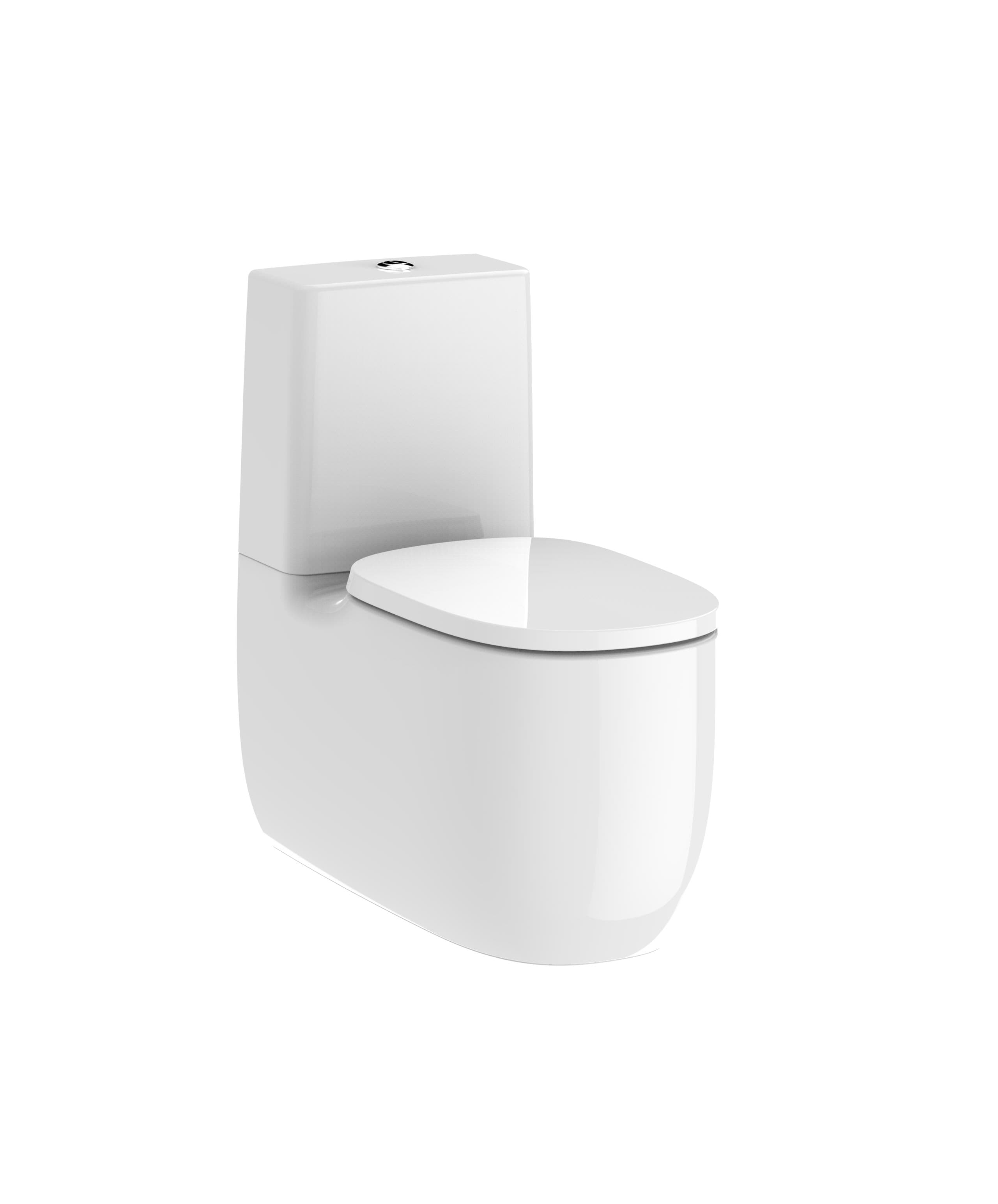 Back to wall vitreous china close-coupled Rimless WC with dual outlet Roca A3420B9000