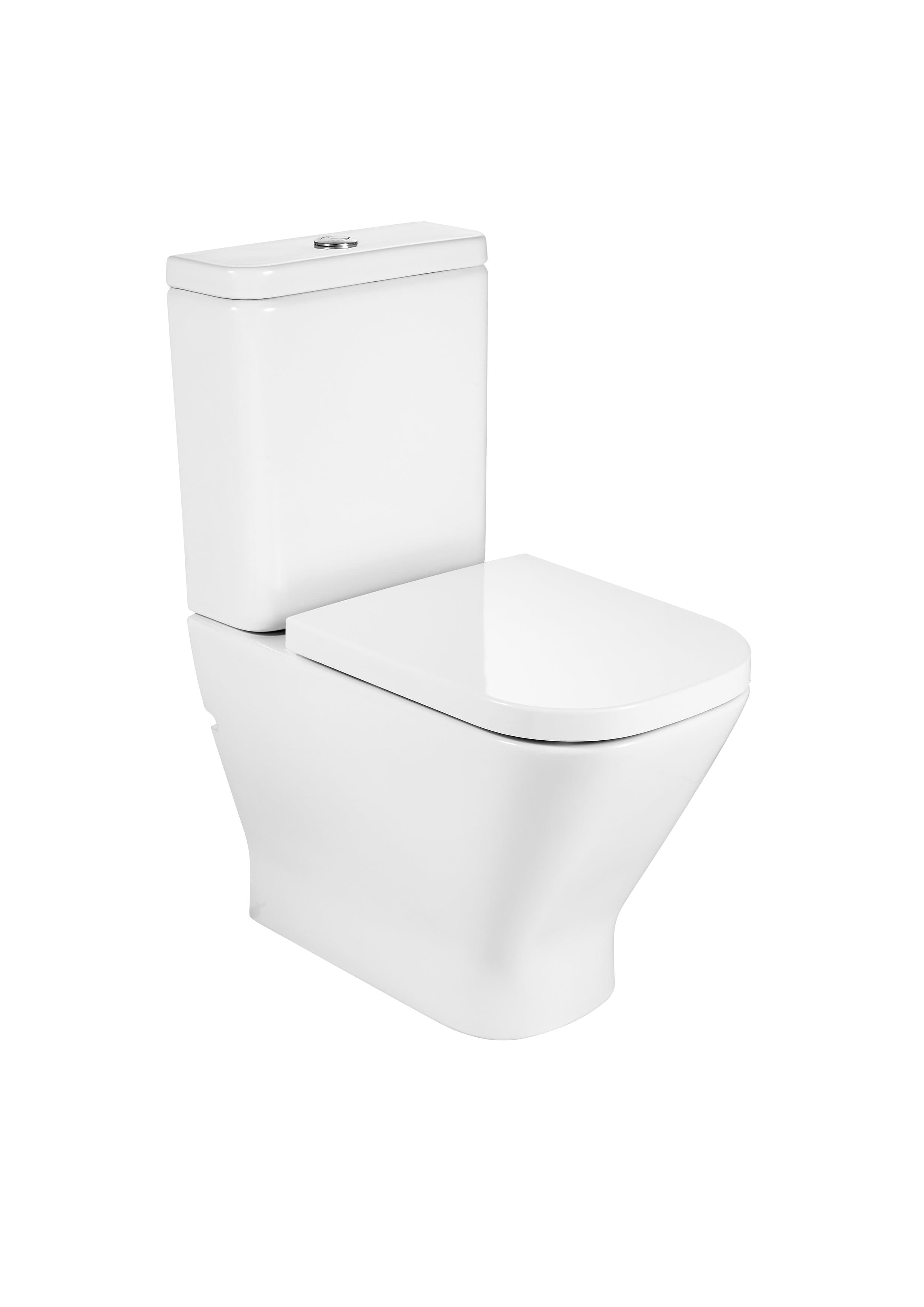 SQUARE - Compact back to wall vitreous china Rimless close-coupled WC with dual outlet Roca A34273700H