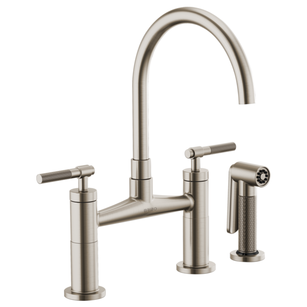 LITZE® Bridge Faucet with Arc Spout and Knurled Handle Brizo 62543LF-SS