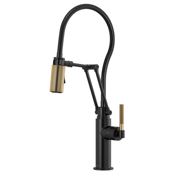 LITZE® Articulating Faucet With Finished Hose and Knurled Handle Brizo 63143LF-BLGL