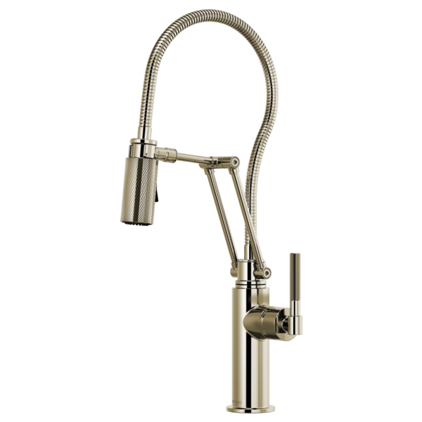 LITZE® Articulating Faucet With Finished Hose and Knurled Handle Brizo 63143LF-PN